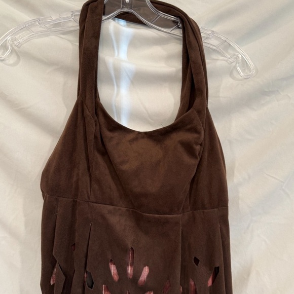 Legatte Jeans Save the Queen Italian Abstract Brown Suede Dress US Sz 6 - Picture 8 of 16